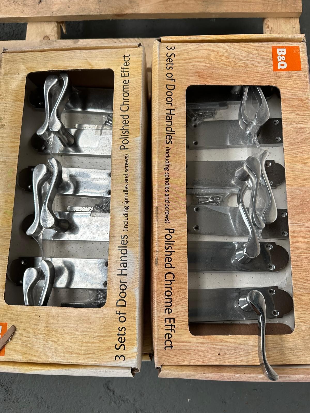 Polished chrome Effect Door handles set of 3 Spindles screws included standard eBay