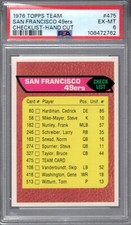 1976 Topps #475 SAN FRANCISCO 49ERS CHECKLIST Hand Cut PSA 6 EX/MT Rare POP 1