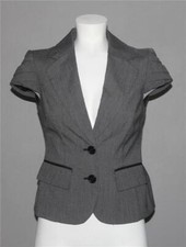 THE LIMITED Charcoal Grey Pleated Cap Sleeves Pockets Lined Top Blazer Wm's XS