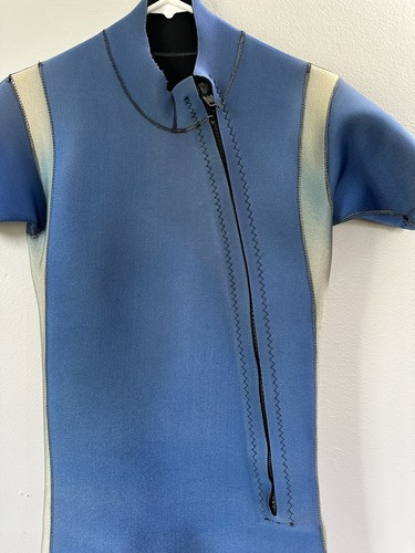 Vintage Mens Ski Warm Neoprene Body Wet Suit Of Champions One Piece Shorty Blue - Picture 4 of 13