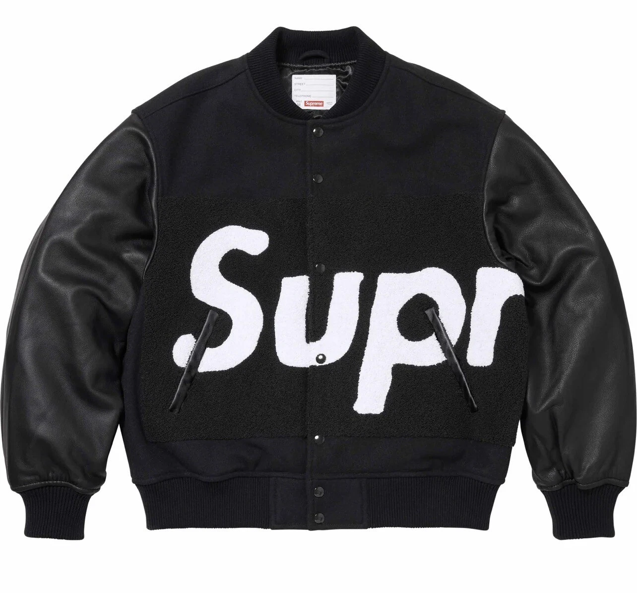 Veste universitaire Supreme Big Logo Chenille noire L  