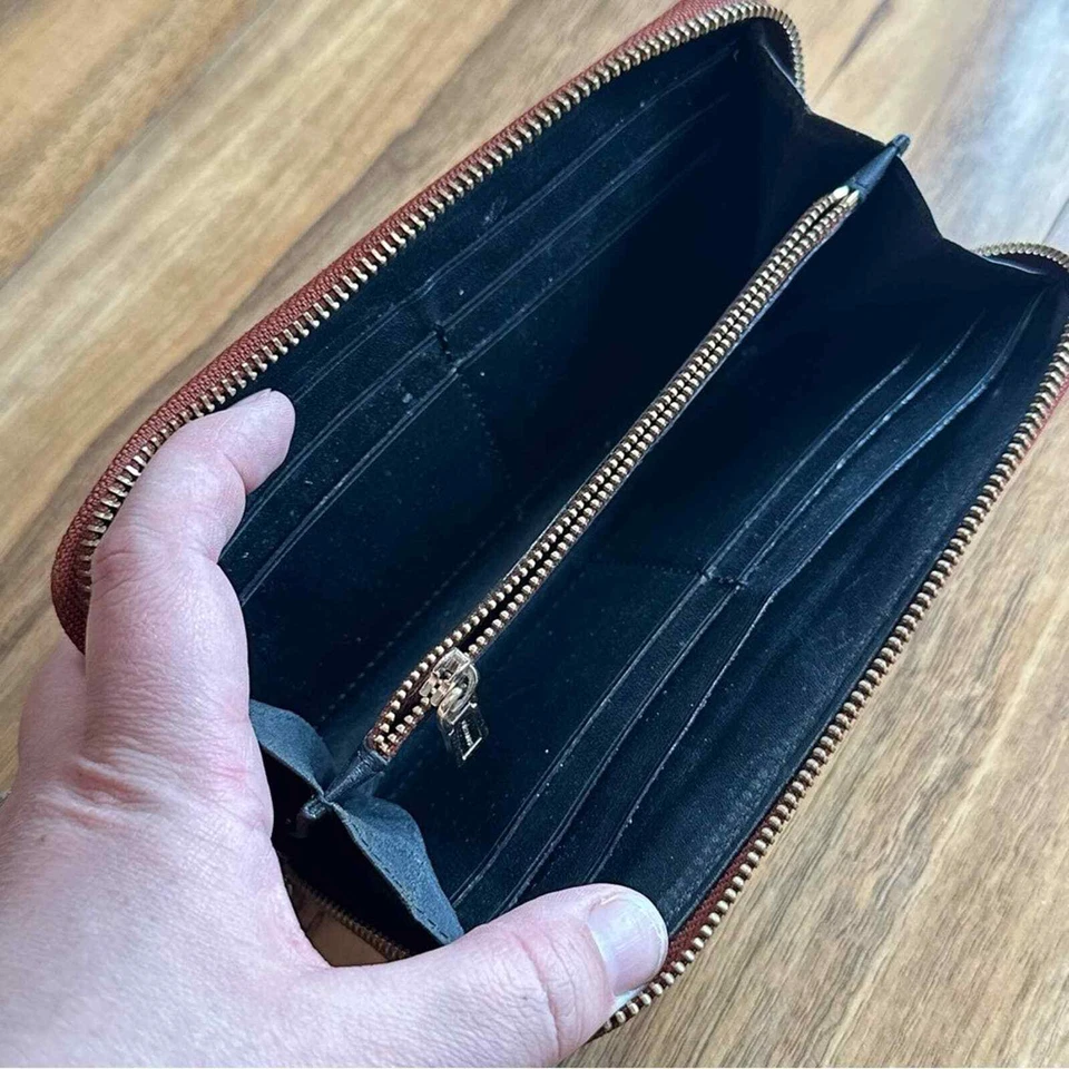 Rebecca Minkoff Brown Leather Wallet, Zippered, Studded, FLAWED - Image 4 of 4