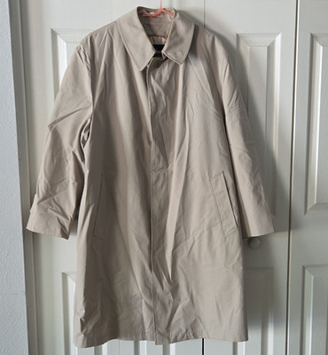 Harbor Master Men's Beige Long Overcoat 42 Button Front Lined Point Collar
