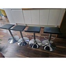4 x Black Faux Leather & Chrome Adustable Bar Kitchen Stools Pickup Whitley Bay