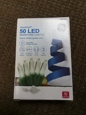 GE 50 LED Miniature Christmas Tree Lights Energy Smart Warm White Green NEW
