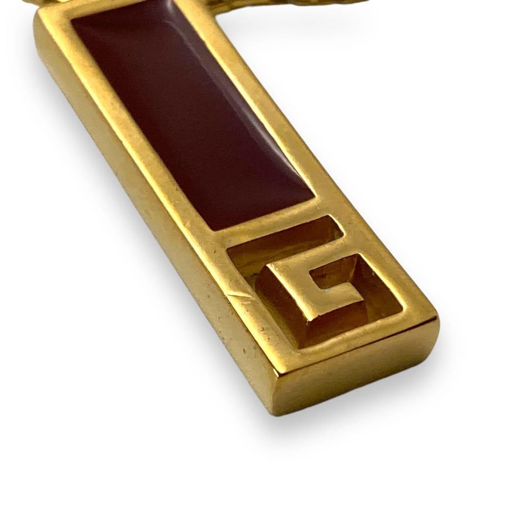 Givenchy Necklace Gold Wine Red Rectangular Penda… - image 4