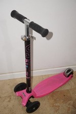 ORIGINALE Swiss MAXI MICRO Scooter 3 Ruote Rosa Caldo Luminoso Regolabile 6-11 anni