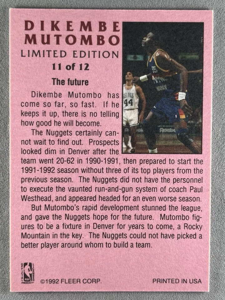 Dikembe Mutombo 1992 Fleer Limited Edition On Card Auto SSP - #11 - Image 2 of 3
