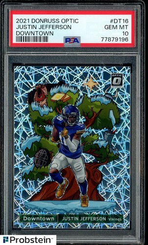 2021 Donruss Optic Downtown! #DT16 Justin Jefferson Vikings SSP CASE HIT PSA 10