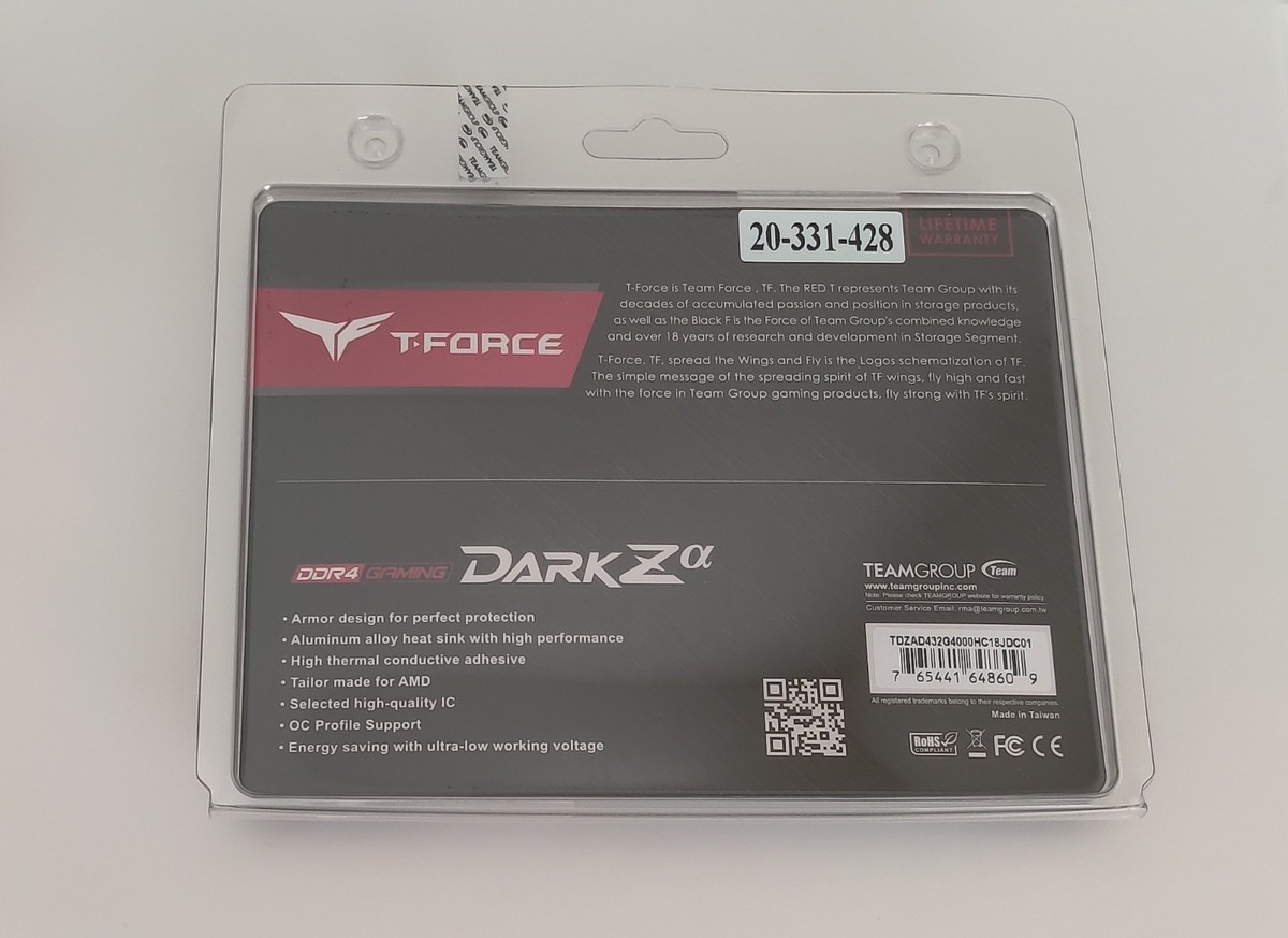 Team T-FORCE DARK Za 32GB (2 x16GB) DDR4 4000 CL18 1.35V