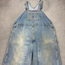 Dickies Dungarees Adult 46x32 Blue Overalls Bib Denim Work Wear Carpenter Mens