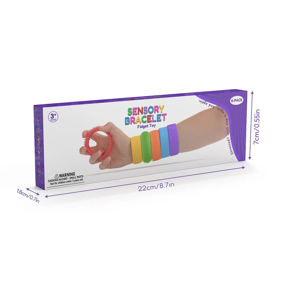 Pulseiras inquietação crianças tapa brinquedos inquietação 6 peças estudantes  - Imagem 2 de 4