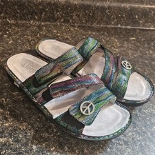Alegria Sandals Womens 41 Audrey Wedge Slides Hippie Peace Love Tie Dye US 10/11