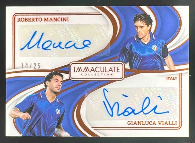2024-25 Panini Immaculate Dual Auto #13 Gianluca Vialli Roberto Mancini /25