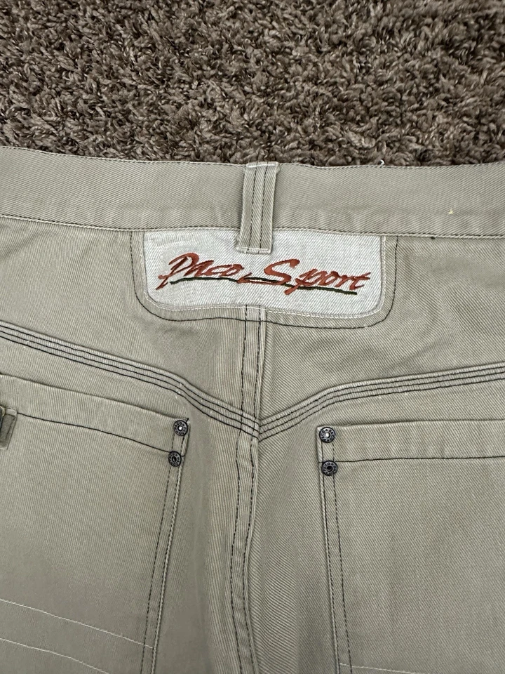 Pantalones de mezclilla deportivos vintage Y2K Paco beige holgados urbanos para hombre 34x32 Foto 4 de 4