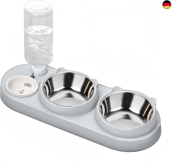 Marchul 3 In 1 Katzennapf, Katzenfutter Und Wassernapf Set Mit Wasserspender-image