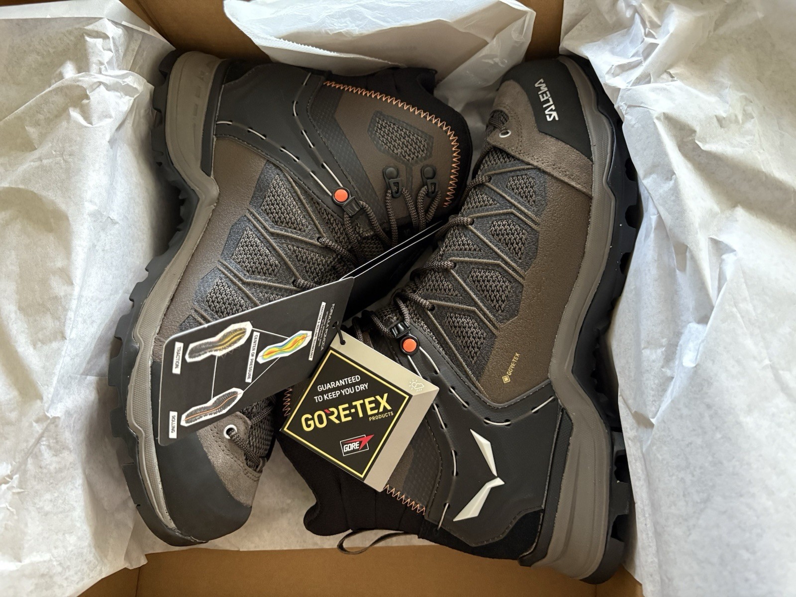 NUEVO SALEWA Mountain MTN Trainer Lite Mid GTX EE. UU. Hombres 9 Botas de Senderismo Zapatos