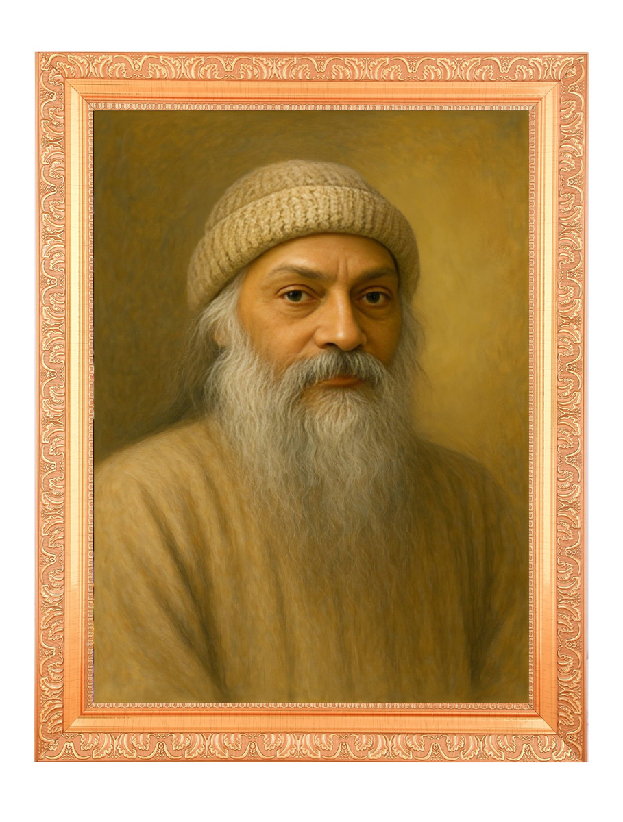 Osho Maharaj Digital Print Photo In Golden Artwork Frame 11 x 14