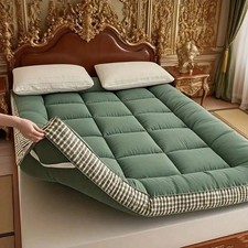 King Japanese Floor Mattress Futon Thick Tatami Mat Sleeping Pad Foldable Green