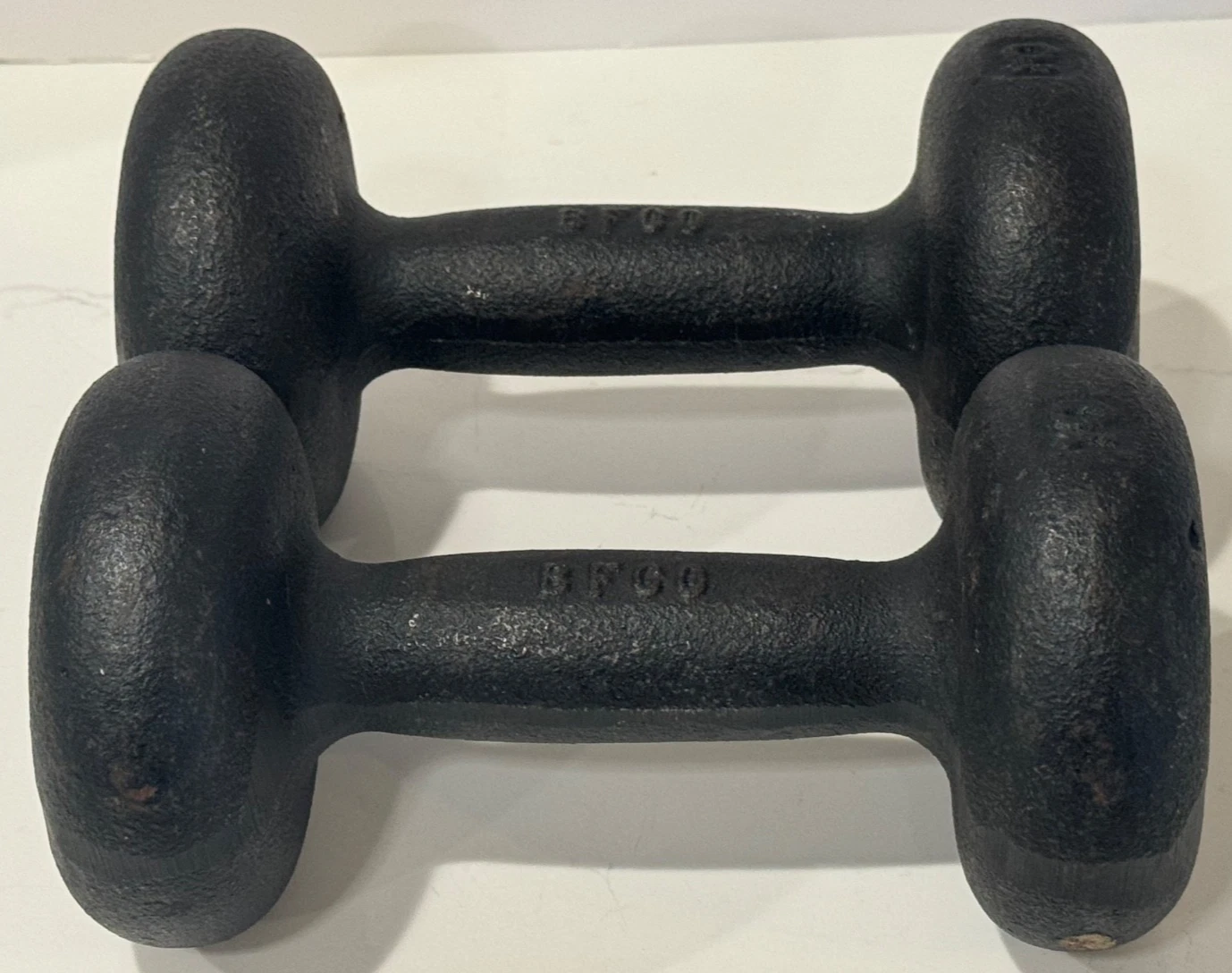 VINTAGE BFCO CAST IRON BLACK 10 LB DUMBBELLS-LOT OF 2