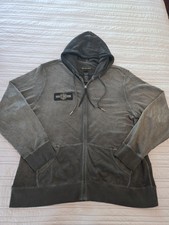 Harley Davidson Hoodie Mens 2XL Gray Full Zip Eagle Embroidered Sweatshirt 2017