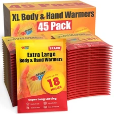 Large Hand & Body Warmers (45 Count) - Up to 18 Hours of Heat, Super Long Las...