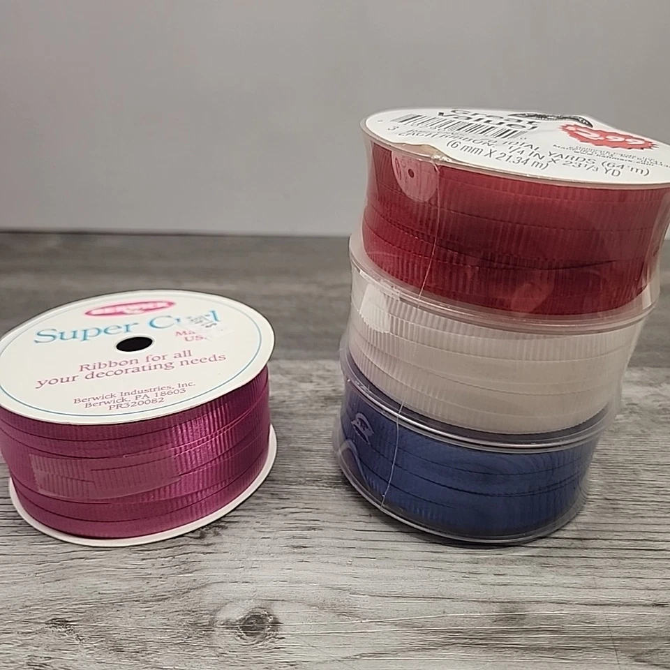 Cinta rizadora roja, blanca, azul y rosa intenso totalmente nueva en paquete Foto 2 de 4