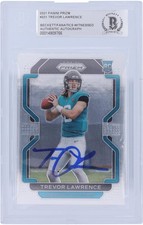 Trevor Lawrence Jacksonville Jaguars Signed 2021 Panini Prizm BAS Rookie Card. rookie card picture