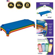 Heavy-Duty Stackable Standard Size 52"L Daycare Cots for Kids and Toddlers, S...