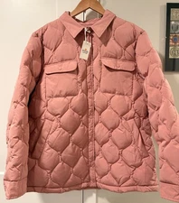 Marine Layer Leslie Down Puffer Overshirt Shacket Jacket Dusty Rose Women’s XL
