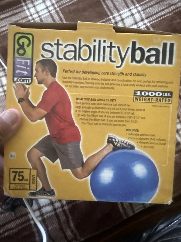 Bola de Ejercicio GoFit Core Estabilidad con Bomba 75CM Gran Peso Caja Abierta Foto 2 de 4