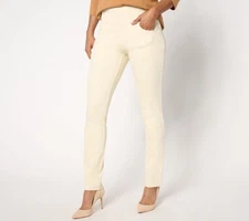 Women with Control Regular Prime Stretch Tummy Control Slim-Leg Pants Ecru M New