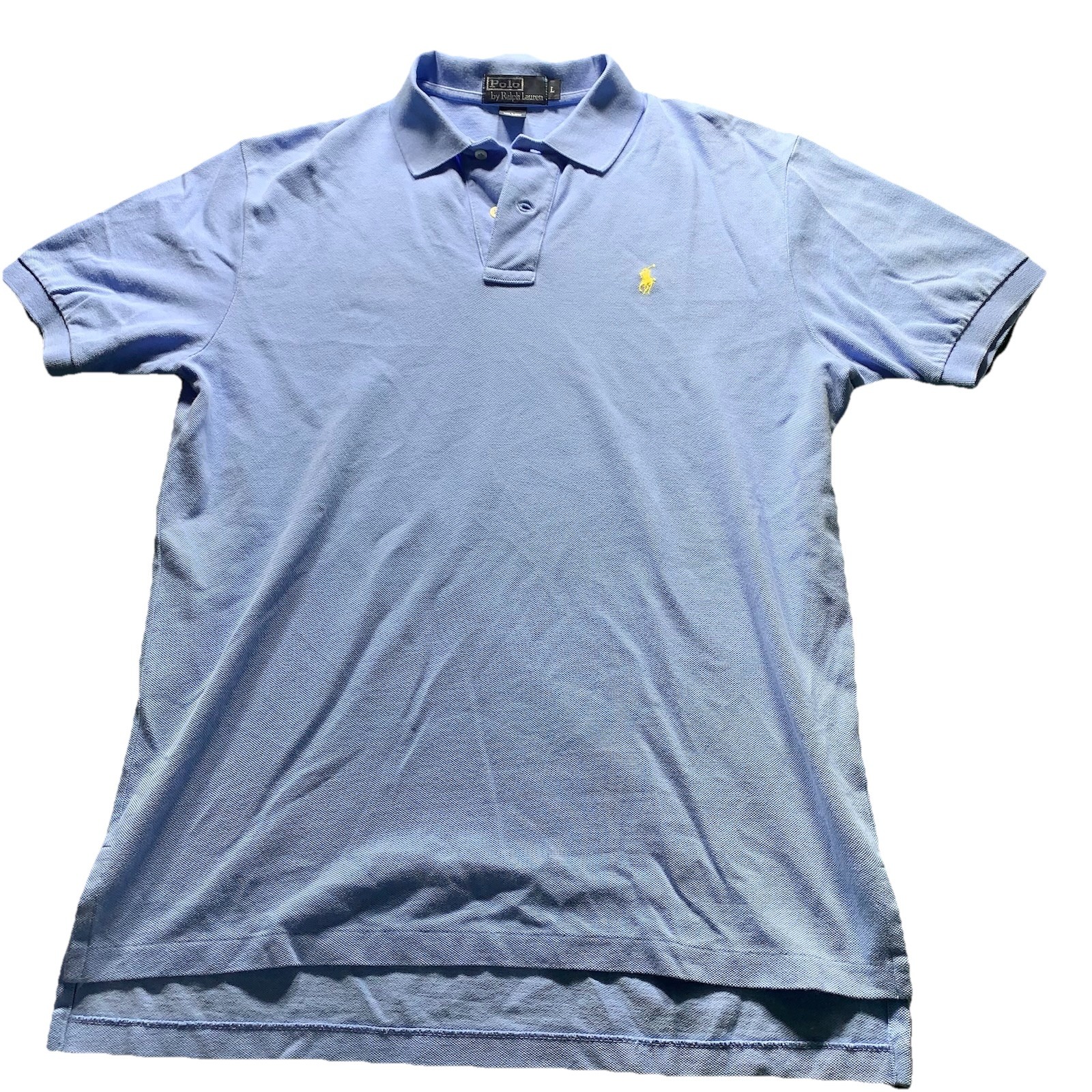 Polo Ralph Lauren Camicia Uomo Grande Sky Robin Blu Piccolo Pony Giallo 100% Cotone