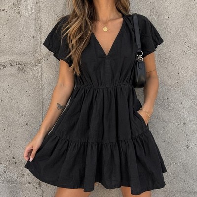 Universal Thread Black Tiered Mini Dress   Women's large Black