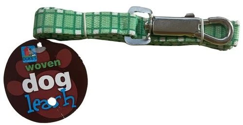 Correa grande de nailon a cuadros verde - 3/4" de ancho x 46" de largo - perros pequeños, medianos, grandes