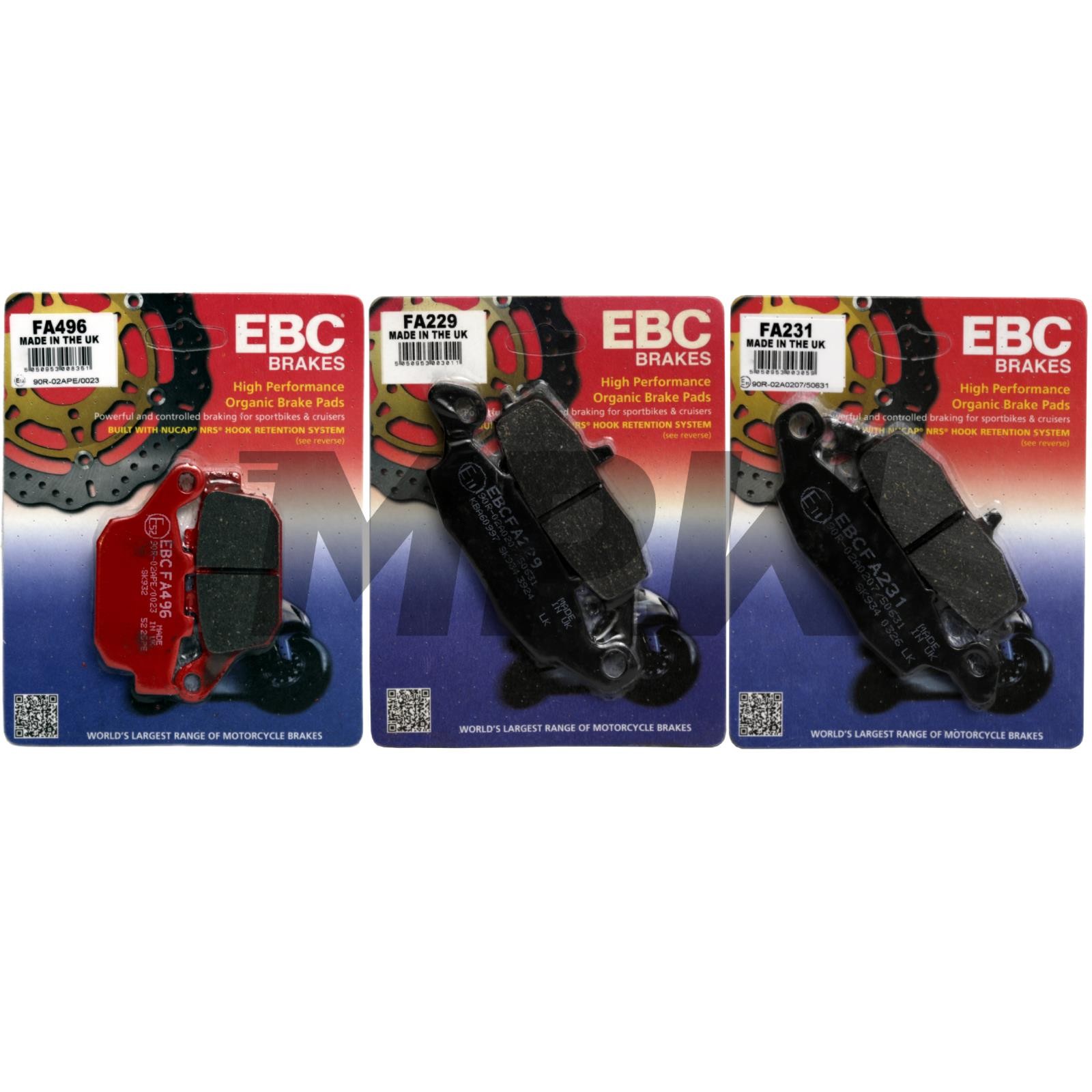 Suzuki SV 650- 2016-2018 EBC FA229 / FA231 / FA496 Organic Brake Pads Front&Rear