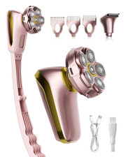 Electric Razor for Women Legs: 2-in-1 Painless 6D Body Shaver w/Long Handle