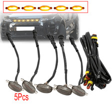 5x Luces de rejilla delanteras de coche ámbar brillante LED lámpara de ajuste de parrilla con arnés de cableado