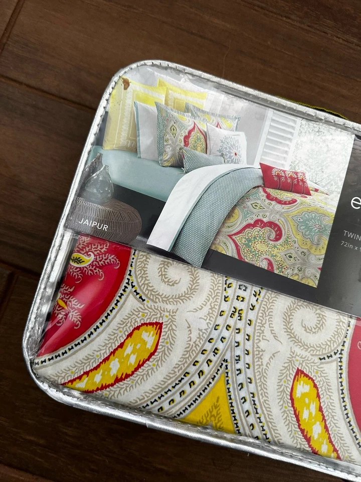 Echo Design 斋浦尔双被套五颜六色的波西米亚锦缎棉 90 英寸 x 72 英寸 — 第 2/4 张图片