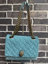 NWT $345 KURT GEIGER Kensington 'Kurt' Shoulder Bag leather suede Large Green