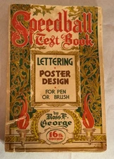 1952 SPEEDBALL TEXT, LETTERING AND POSTER DESIGN BOOK For Pen & Brush, VTG, GUC