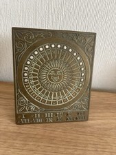 Vintage Brass Perpetual Calendar, Embossed Sun King Design.