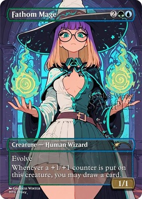 MTG - Fathom Mage - Fanart Borderless Style - EDH / Playtest