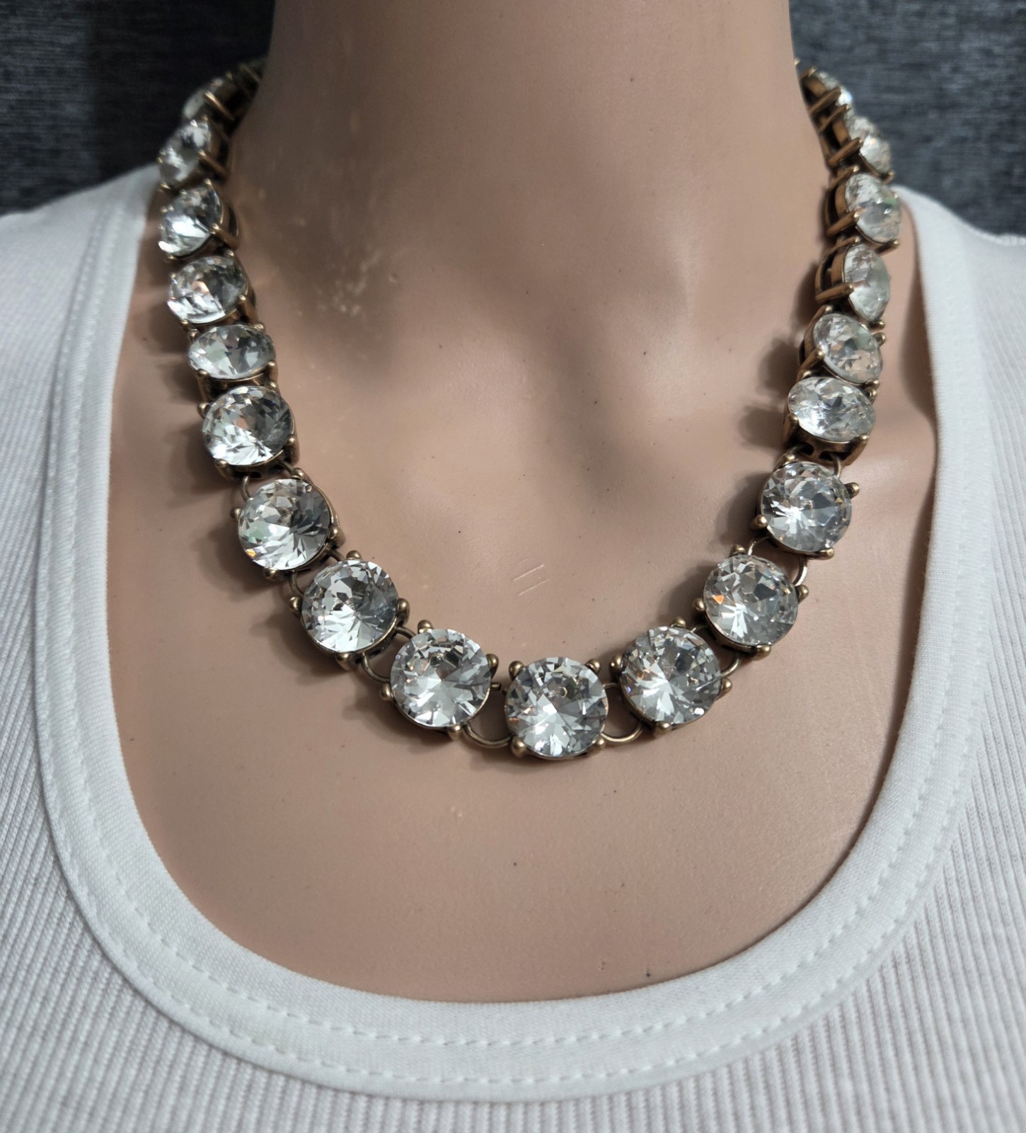 J. Crew Statement Necklace Large Round Crystals A… - image 1