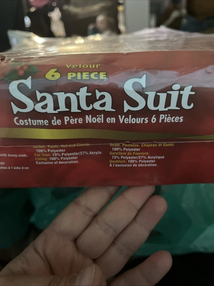 Disfraz de traje de Papá Noel vintage de terciopelo de 6 piezas talla XL, chaqueta, pantalones, sombrero, guantes de cinturón Foto 4 de 4