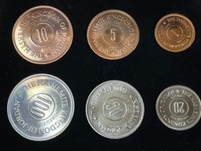 1965 Jordan 1 to 100 Fils 6 Proof Coins Set Original Olive Wood Package Box RARE
