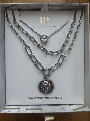 Bomb Party Luxe Hear Her Roar Layered Necklace Lion Pendant Cubic Zirconia