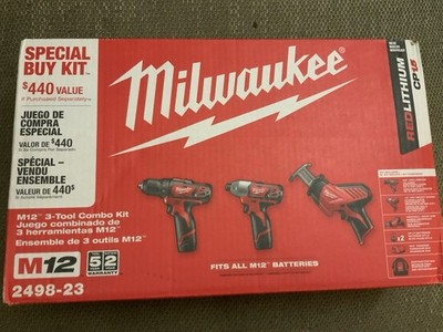 Milwaukee M12 3-Tool Combo Kit 2498-23 Drill, Impact, Hackzall