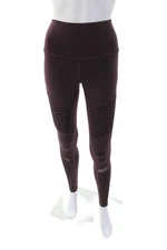 Alo Womens High Neck Ribbed Panel Detail High Waisted Leggings Purple Size XXS