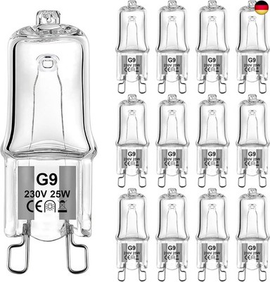 G9 Halogenlampe 25W, 12 Stück G9 230V Halogenglühbirne Dimmbar 2700K Warmweiß 30